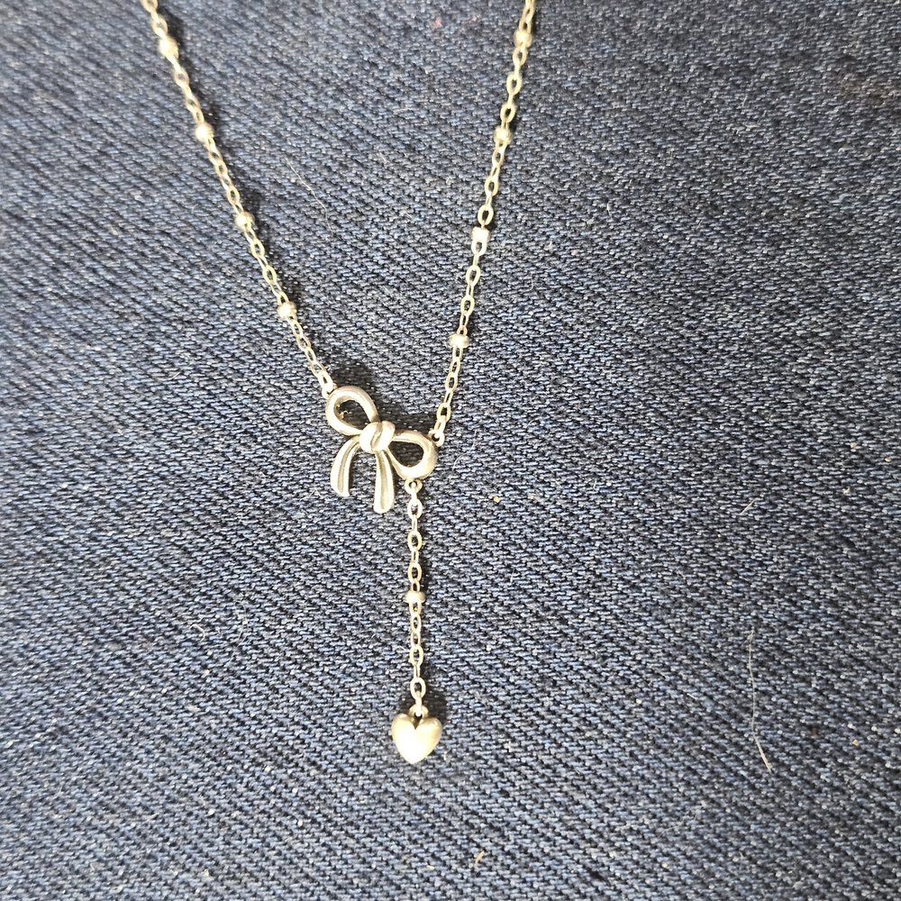 James Avery Silver Bow and Heart Necklace